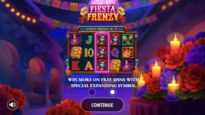 Fiesta Frenzy – hlavní menu a nastavení sázky